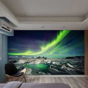北极光壁纸3d立体餐厅酒吧KTV星空海洋主题墙布酒店吊顶壁画墙纸