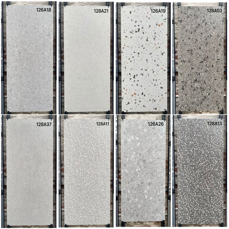 彩色大板水磨石瓷砖600x1200别墅客厅灰色防滑地砖餐厅工装仿古砖