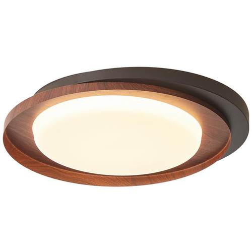 卧室吸顶灯中古原木创意圆形书房灯现代简约侘寂风护眼灯