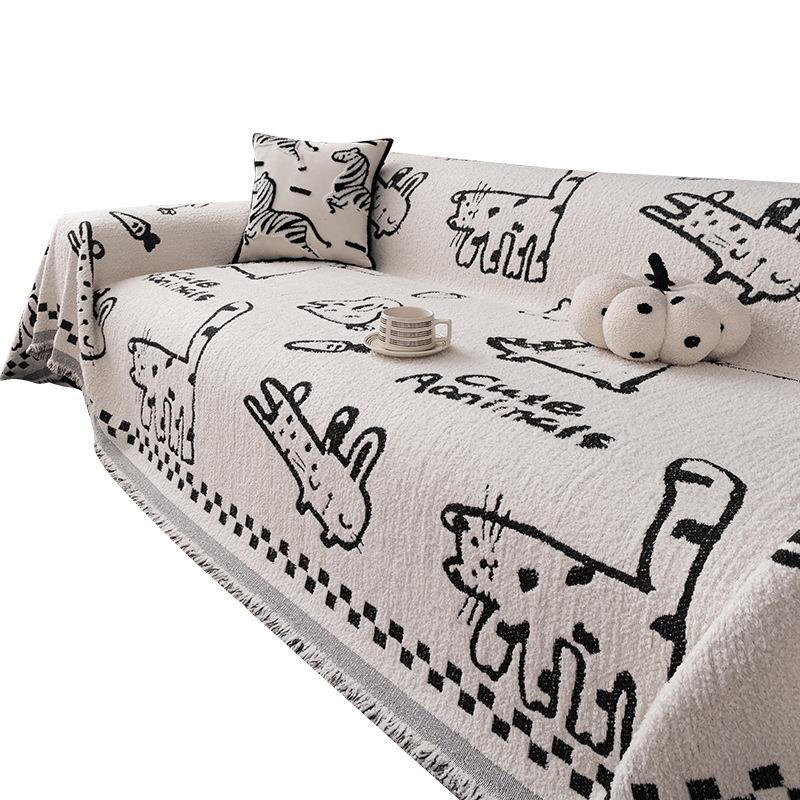 可爱通小清新全包沙发巾防猫滑耐脏防抓沙盖发布卡加绒BBRTQSFJ加