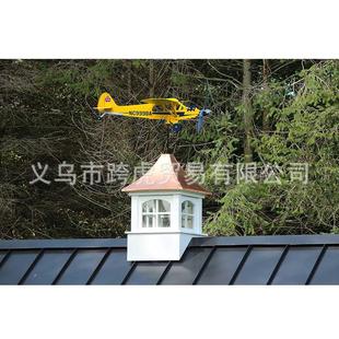 新品 饰 PiperJ3Cub飞机风向标螺旋桨飞机风车户外庭院装