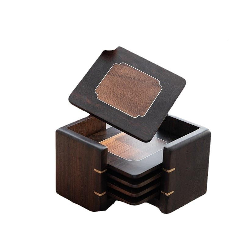 子云鹤实杯垫木茶杯垫茶道杯套装功夫茶具茶盘配件托杯茶托垫禅意