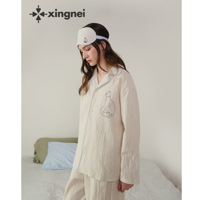 形内睡衣女套装纯棉春秋装2026新款可外穿情侣高级感舒适家居服