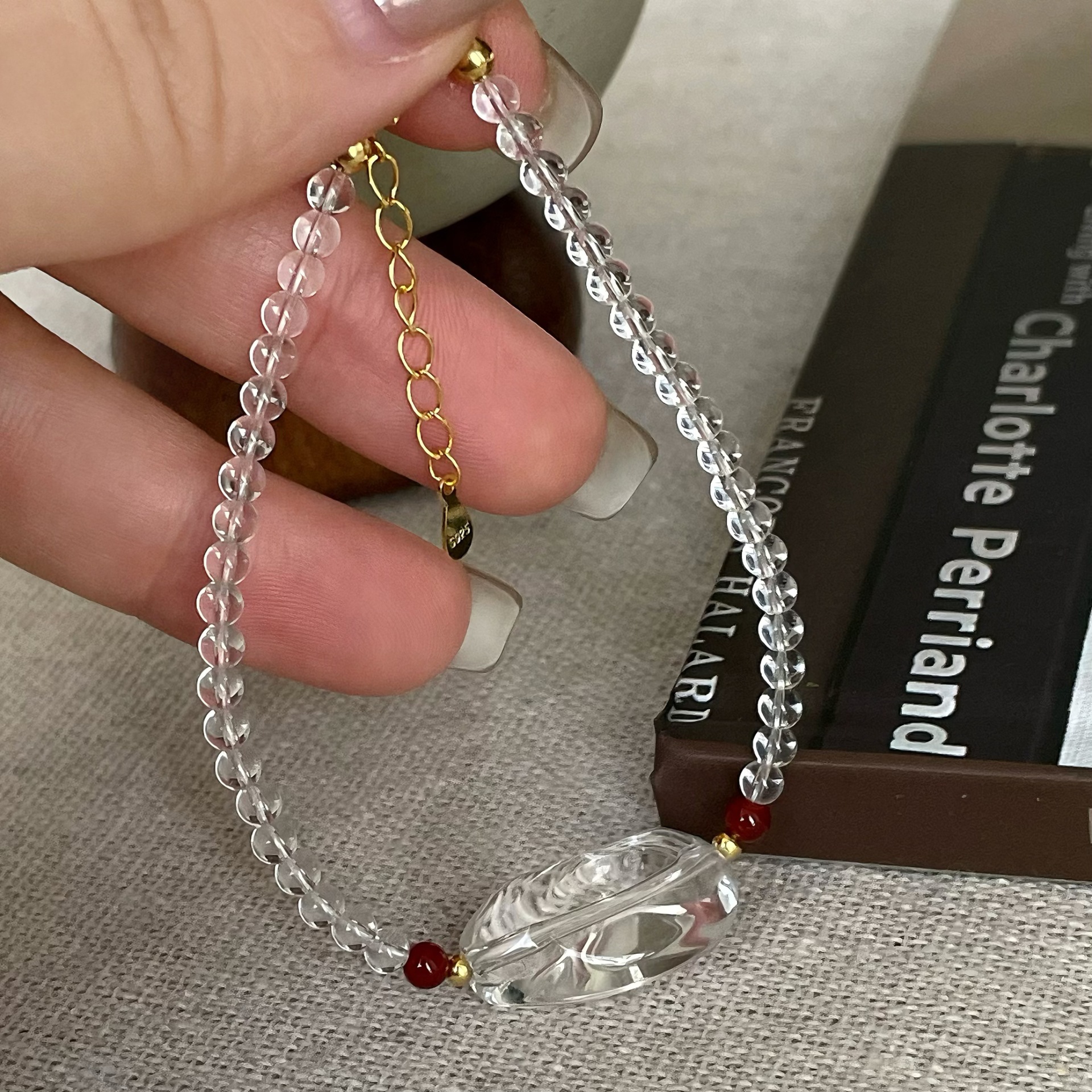 纯银白水晶手链ins简约高级感