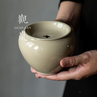 家用水洗茶碗茶渣桶零配件茶艺陶瓷茶洗 草木灰建水水孟茶渣斗日式