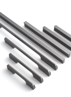 灰色衣柜门拉手T型1米加长把手工字型星空灰铁灰圆头弧形定制五金