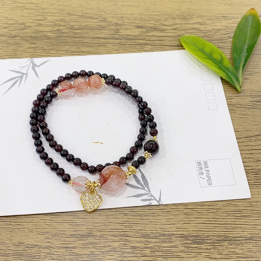 石榴石双圈手链手串戒指脚链尺寸约4mm6mm天然石榴石手链爆款