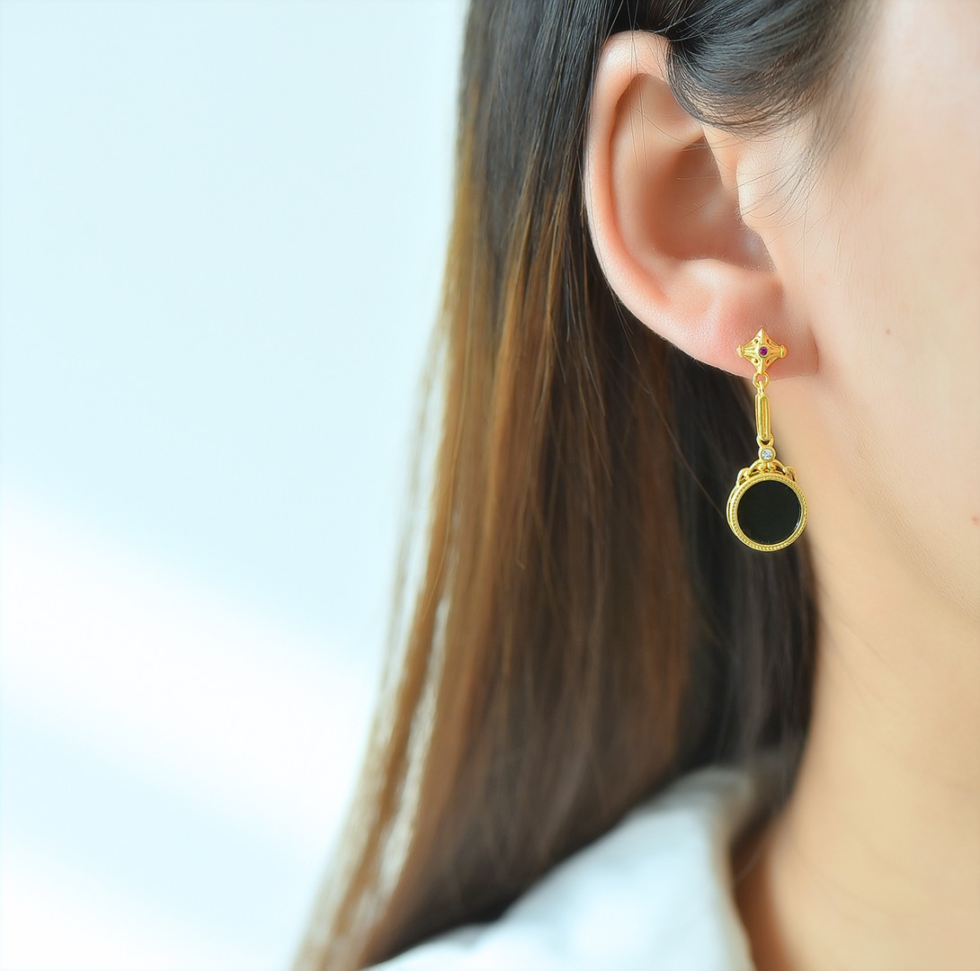 s925银镶和田玉时尚耳坠