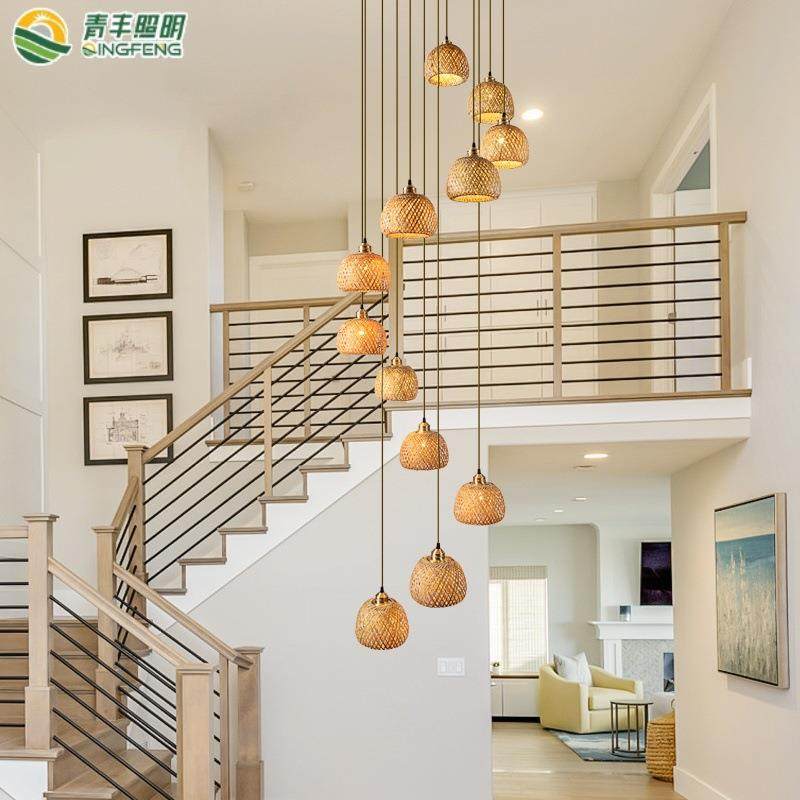 竹编吊灯竹艺禅意茶室新中式餐厅民宿藤编灯笼复古创意艺术灯具,家装灯饰光源,智能吊灯,淘宝优惠券,粉丝福利购,淘宝优惠卷