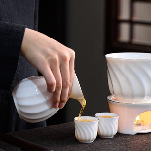 陶瓷煮酒器套 烛台温酒器烫酒壶家用黄酒底座蜡烛D加热暖酒壶中式
