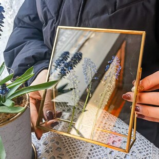 锅锅欧美复古铜j框押花压花diy玻璃画框照片标本夹叶子相框立体