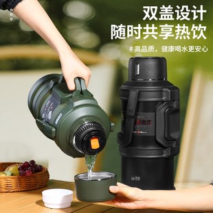 矮胖304不锈钢保温壶大容量3L户D外便携车载保温杯家用宿舍暖水壶
