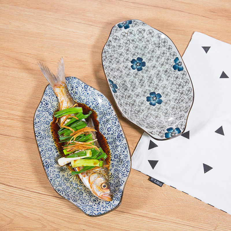 日式和风 13寸l双耳鱼盘 创意家用盘子菜碟子餐具菜盘汤盘,餐饮具,盘,淘宝优惠券,粉丝福利购,淘宝优惠卷