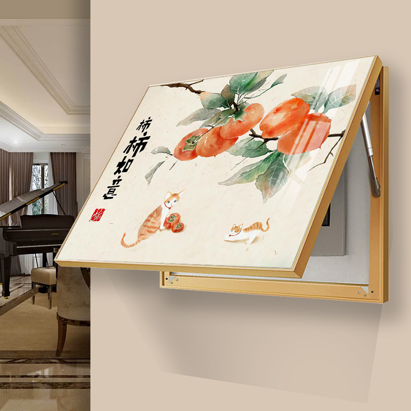 中式电表箱装饰画多媒体箱开关盒配电箱遮K挡弱电箱挂画免打孔电