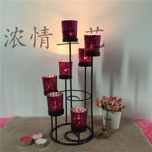 特价浓情工艺欧式铁艺烛光晚餐烛台摆件I蜡烛架玻璃品软装饰品包