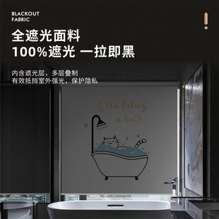 复古卷帘窗帘拉卷式 法式 全遮光卧室小窗户卷帘升R降帘飘窗短帘遮