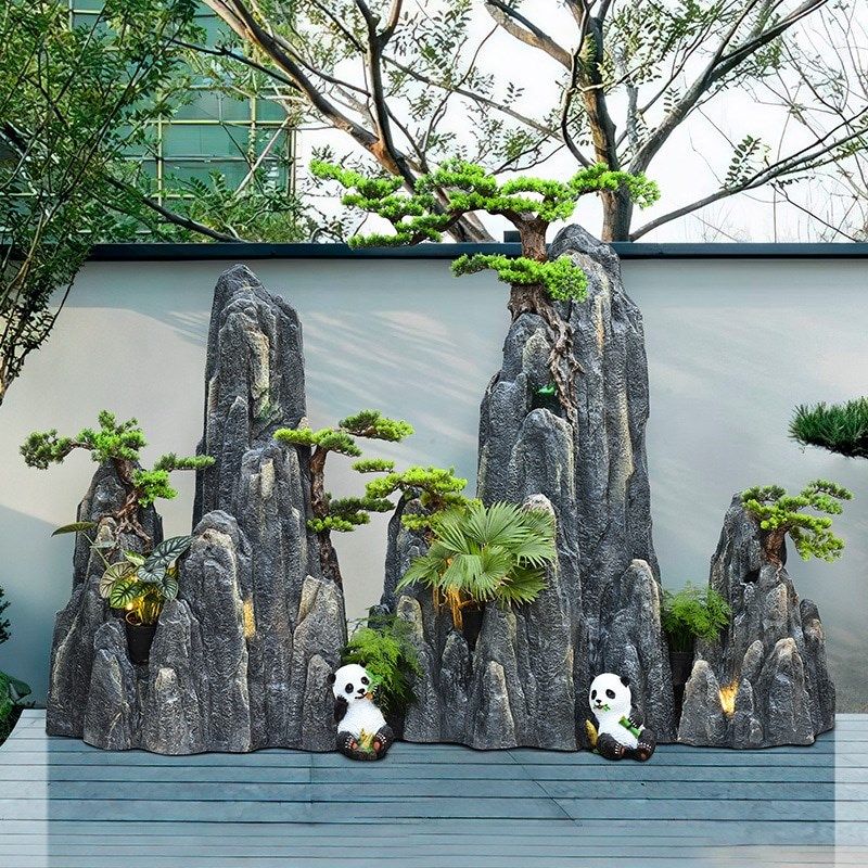 仿真假山石头造景中式庭院布置鱼池G装饰酒店开业迎客松绿植摆件,家居饰品,户外/庭院摆件,淘宝优惠券,粉丝福利购,淘宝优惠卷