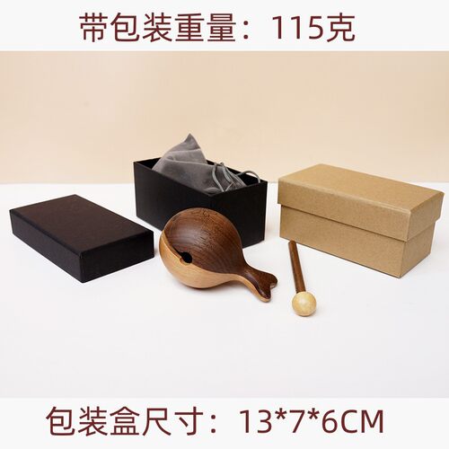 敲敲小木鱼黑胡桃文创木鱼解压z神器上班族静心敲打乐器实木摆件
