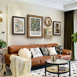 法式复古客厅装饰画软o装美式沙发背景墙轻奢挂画威廉莫里斯组合