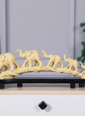中式五福象牙办公室家居书房办公室装饰品树脂摆件仿象牙工艺品