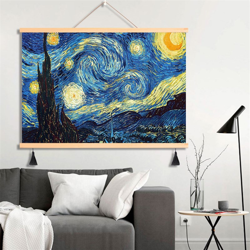 现货速发梵高莫奈背景墙面装饰布艺挂画挂毯电表箱遮挡 墙面挂布图片