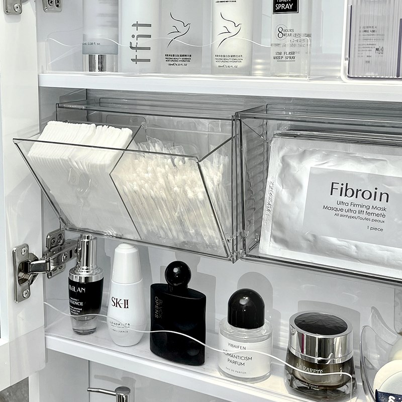 速发浴室柜内化漱棉收纳盒镜柜放棉签挂壁置物架浴室洗妆台整理盒