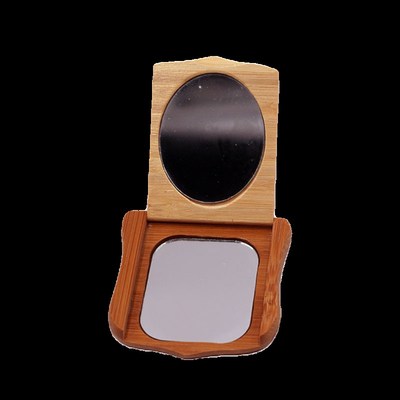 快速发货新款折叠翻盖镜子随w身便携手持双面竹子镜印花四大美女