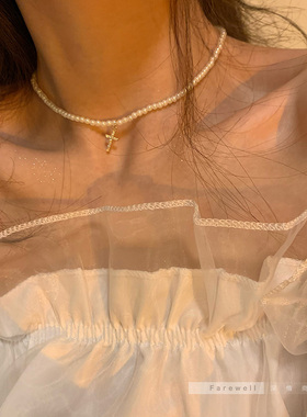 现货速发温柔仙气 珍珠项链百搭 轻奢小众简约气质锁骨链配饰设计