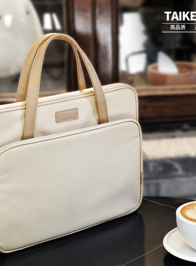 公文包手提文件袋文件包公文袋拉链式牛津布帆布料带内衬防水会议包商务出差办公男女士款通用黑色定制印logo