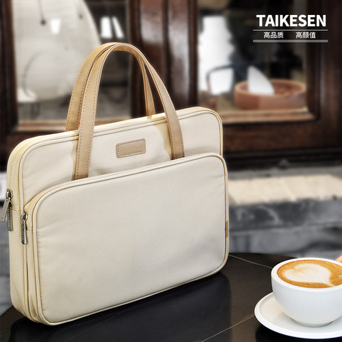 公文包手提文件袋文件包公文袋拉链式牛津布帆布料带内衬防水会议包商务出差办公男女士款通用黑色定制印logo