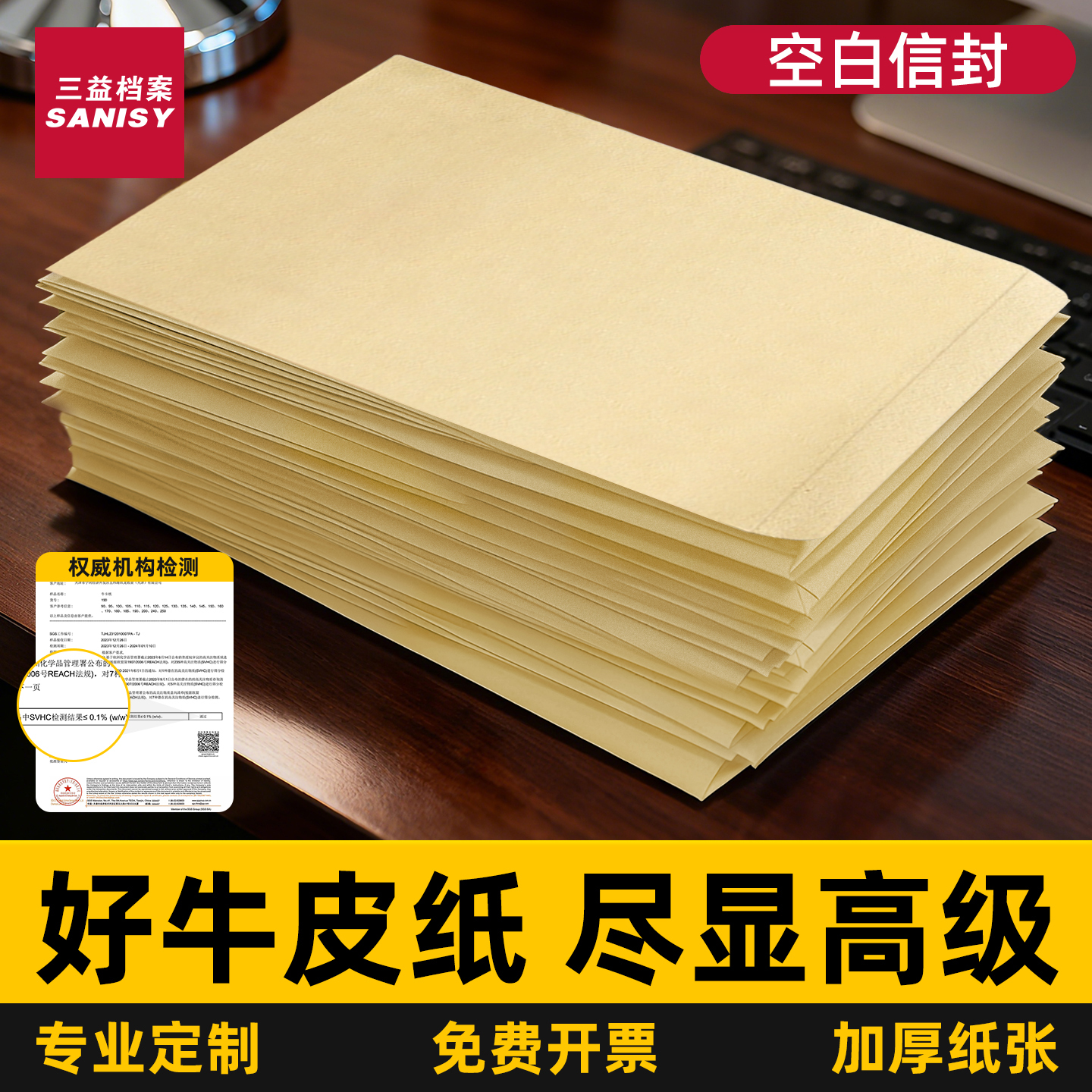 200个空白牛皮纸信封无字A4大信封多规格信封袋信纸信封套装7号复古感黄色简约信封牛皮纸资料袋可定制印logo