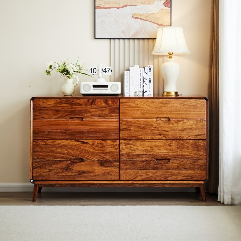 乌金木斗柜八斗柜抽屉柜电视柜收纳实木J柜现代简约中式储物柜原