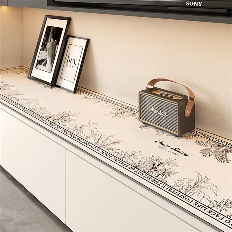 简约轻奢b电视柜台面长条保护垫高级感防水防油免洗餐边柜桌面垫