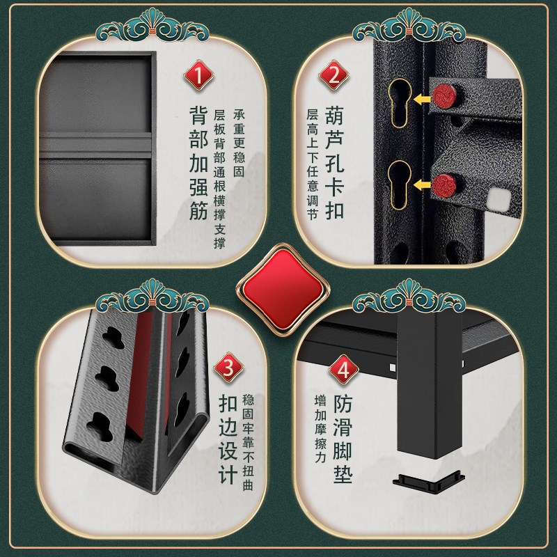 家用货架置物f架多层仓库杂物间储物架商用超市收纳架微波炉烤箱