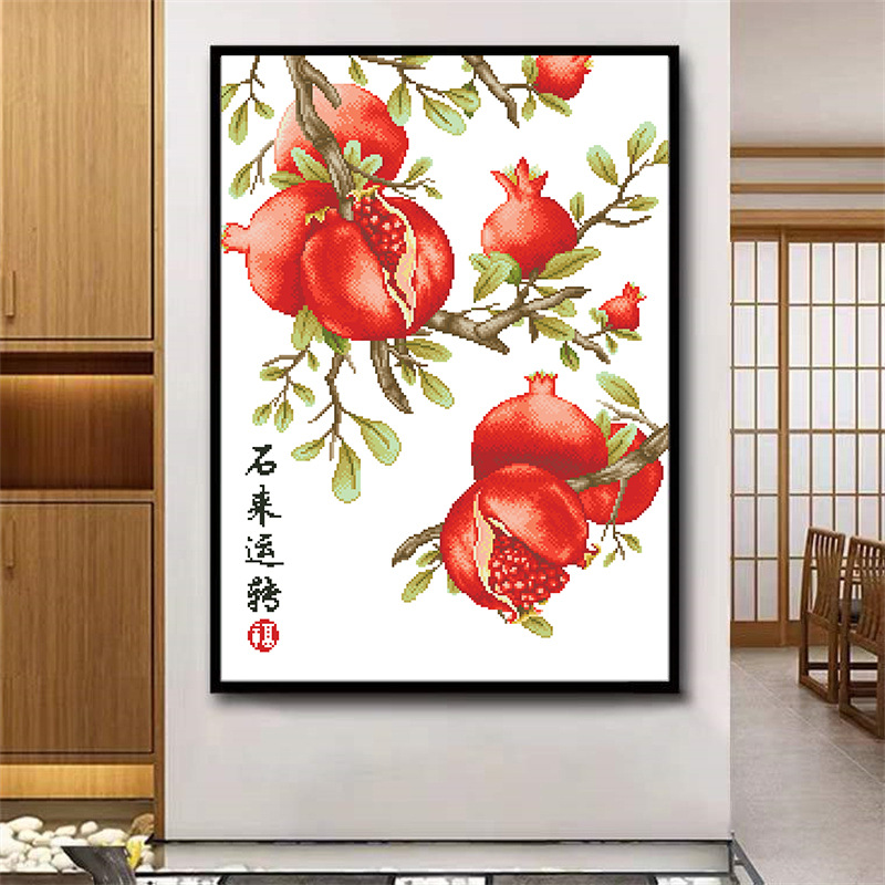 珠绣十字绣全珠子绣石来运转石榴新款玄关串N珠绣圆珠彩珠绣珠珠