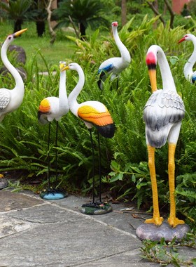 仿真动物a雕塑仙鹤户外园林小品假山水池白鹭摆件别墅花园庭院装