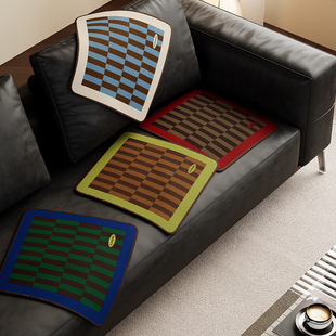 午后柏林复古条纹夏季冰丝椅垫单人位沙发垫办公椅防滑透气坐垫子