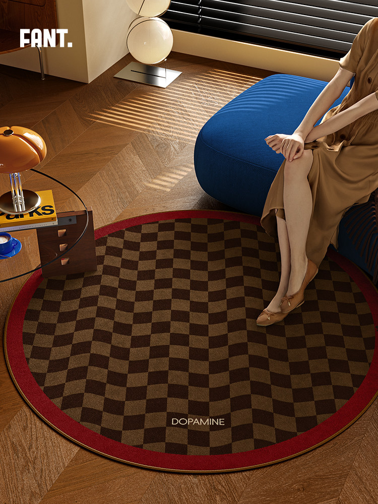 午后柏林中古客厅圆形地毯椅子垫轻奢高级感免洗可擦防水耐脏地垫,居家布艺,地毯,淘宝优惠券,粉丝福利购,淘宝优惠卷