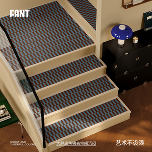 午后柏林中古风长条楼梯垫踏步垫高级感防滑防摔吸水速干脚垫定制