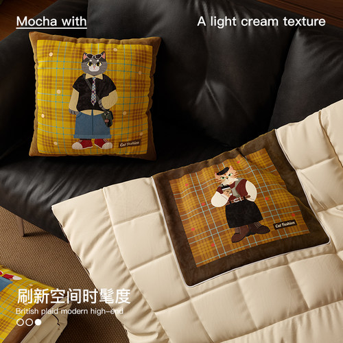 A类高级感猫咪抱枕被子二合一
