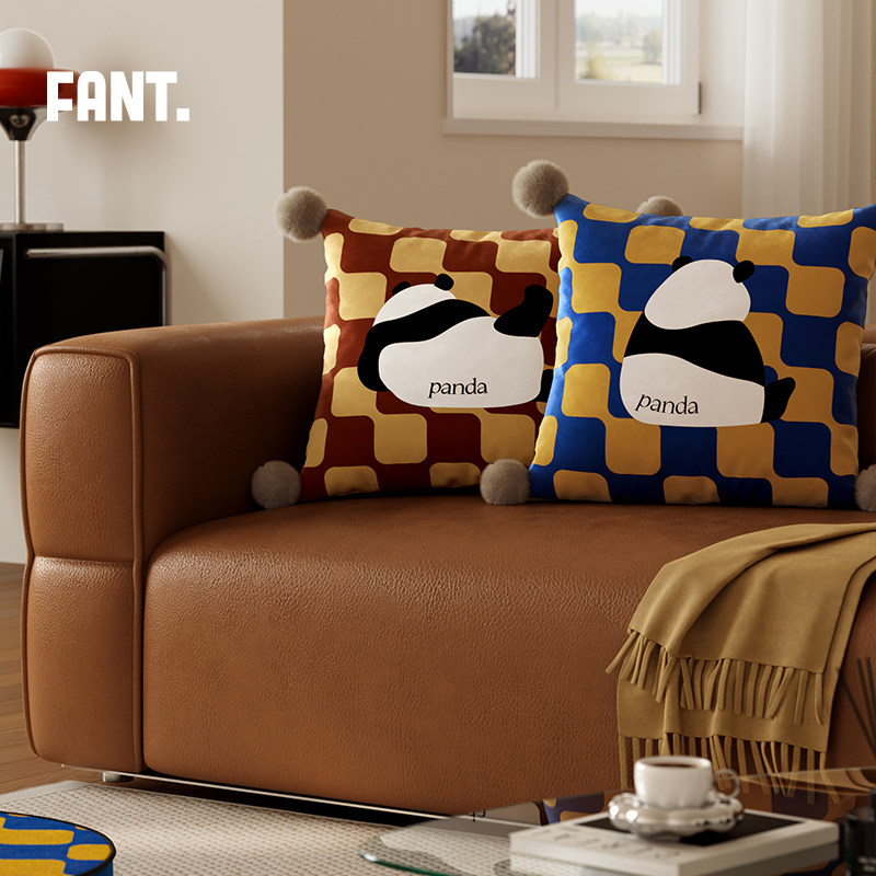 母婴级A类面料中古熊猫沙发抱枕