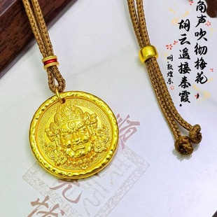 金包银黄财神吊坠男女同款仿黄金色不掉色高级感百搭毛衣链挂坠
