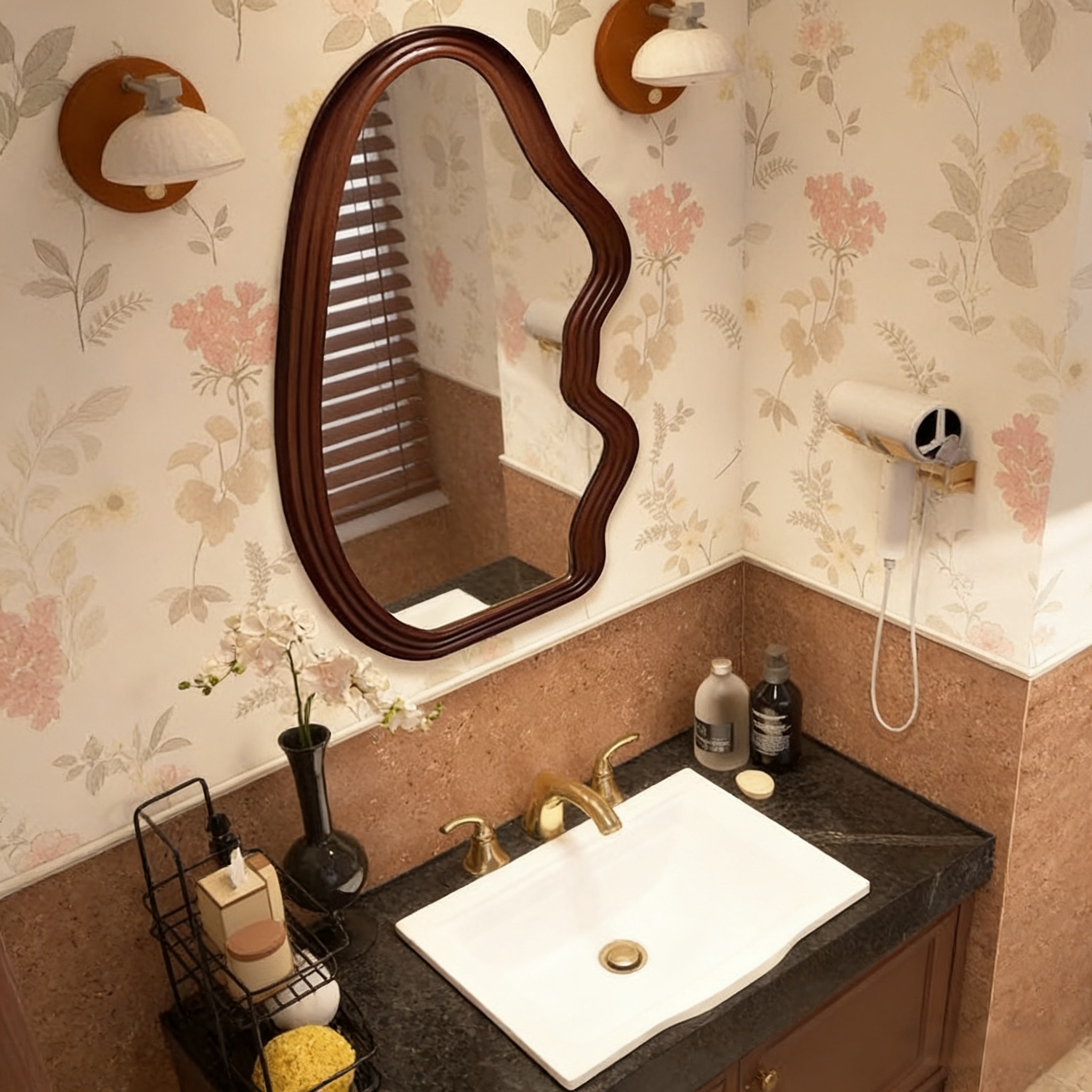 宋氏美学实木异形镜 |中古智能发光浴室镜