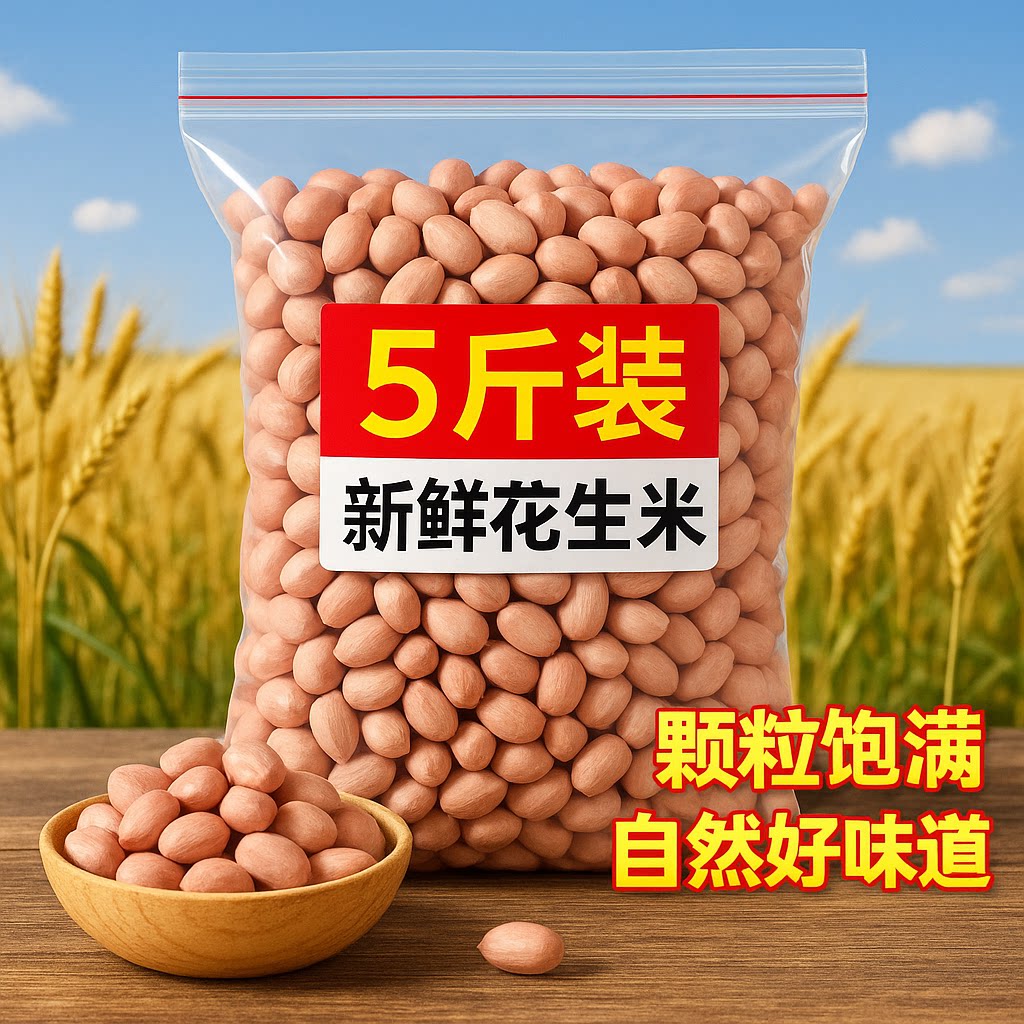 2025年新花生米山东新货大颗粒白沙农家新鲜大粒生花生仁5斤生的图片