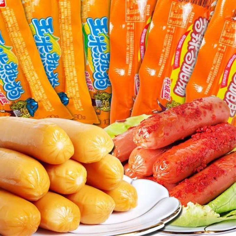 香辣香脆肠玉米热狗肠麻辣香肠脆皮肠火腿肠零食批发泡面搭档
