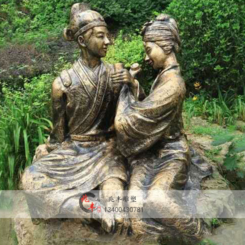 娶媳妇摆件民俗文化成亲花轿媒婆户外园林旅游玻璃钢铸铜雕塑定做