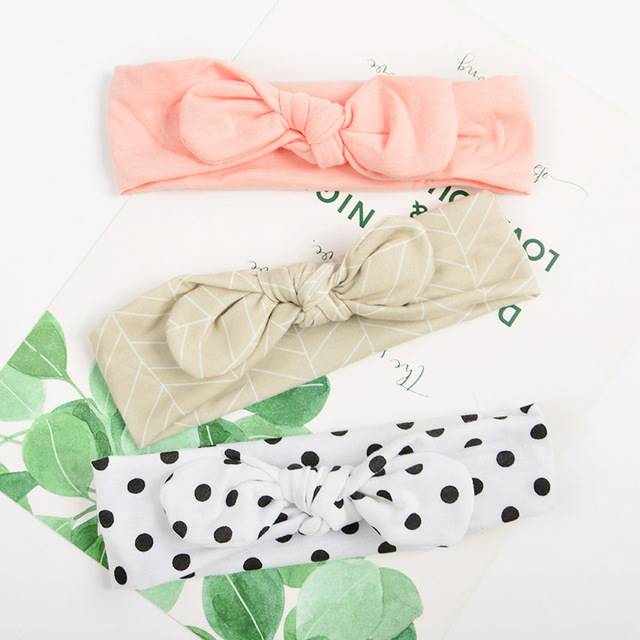 3 Pcs/Set Floral Bows Ba Headband Dot Bowknot Haarband