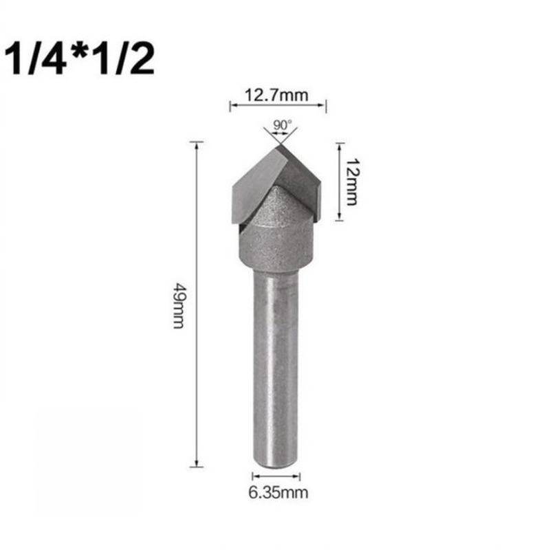 4Pcs Core Box Router Bits 1/4 Inch Shank 90 Degree V Groove