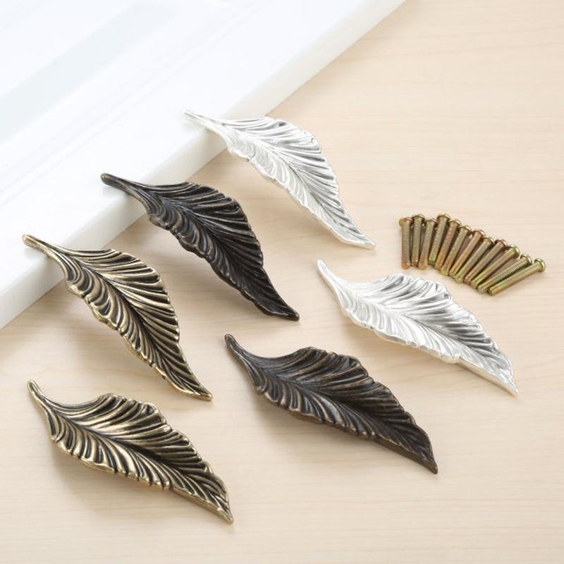 2Pcs Novelty Leaves Furniture Handles Cabinet Knobs and Hand
