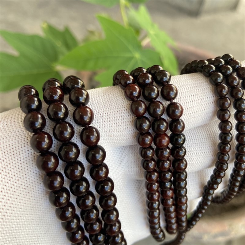 印度小叶紫檀0.50.6手链手串108颗多圈高密男文玩檀香念珠佛珠